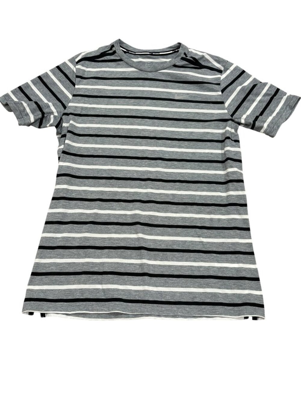 Nike Running Dri-Fit Men's T-Shirt - Grey Stripe with Zip Pocket